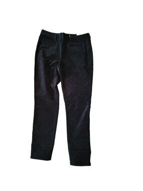 Lands' End Black Velvet Pants Midrise Slim Leg Woman's Size 6 Petite NWT DH466